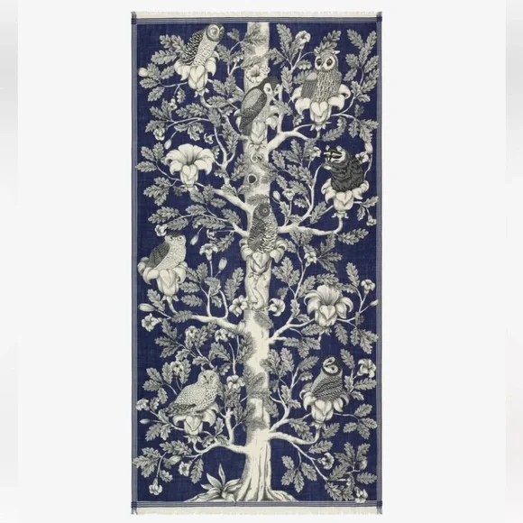 NWT Inoui Editions Archimede Owls in Tree Wool Scarf - Picture 6 of 7